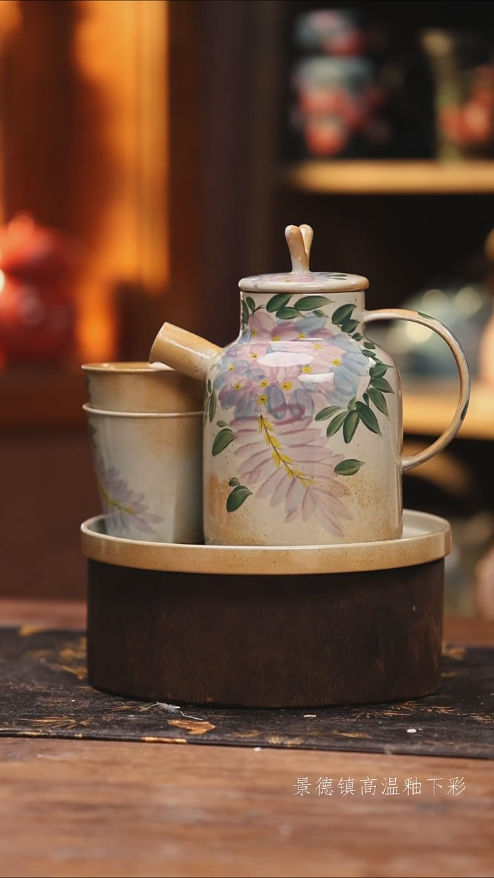 陶瓷景德镇高温釉下手绘陶瓷@L690@