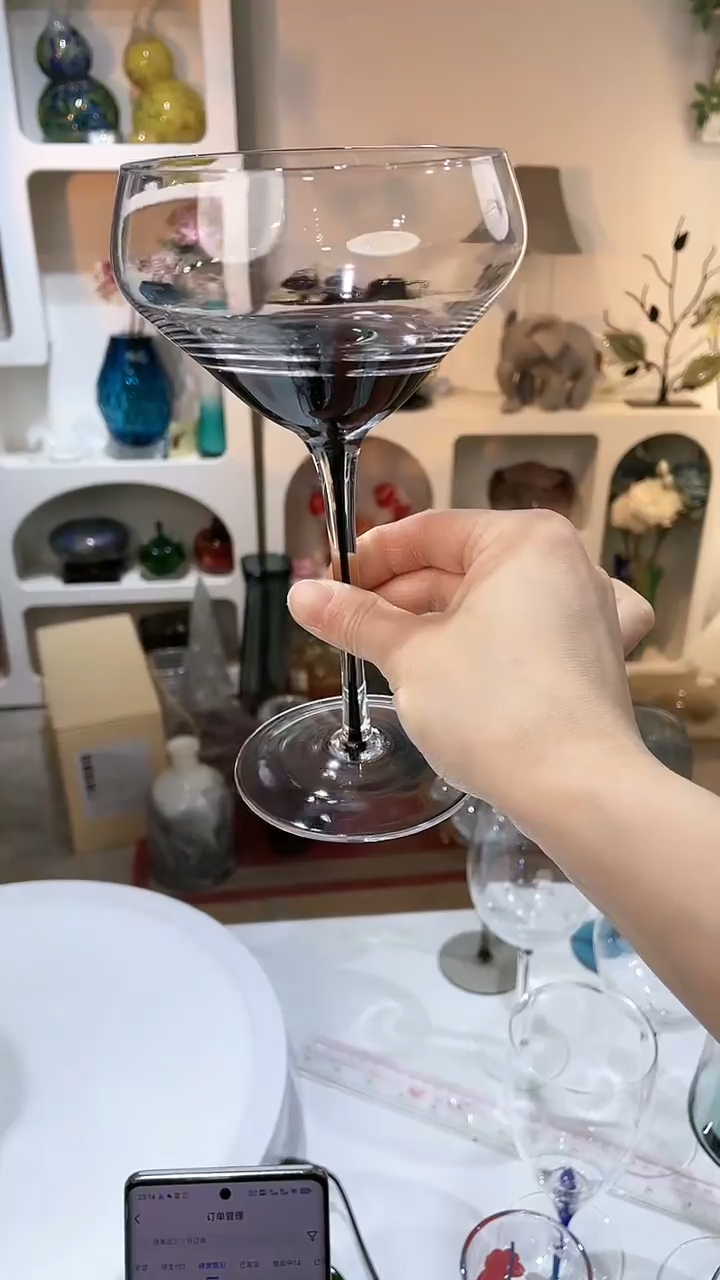 【闪购商品】水晶玻璃2只黑色甜品杯鸡尾酒杯