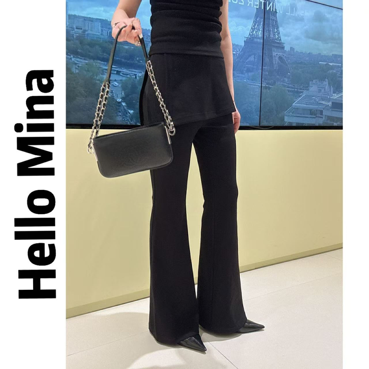 9781东大门高腰显瘦微喇屁帘裤