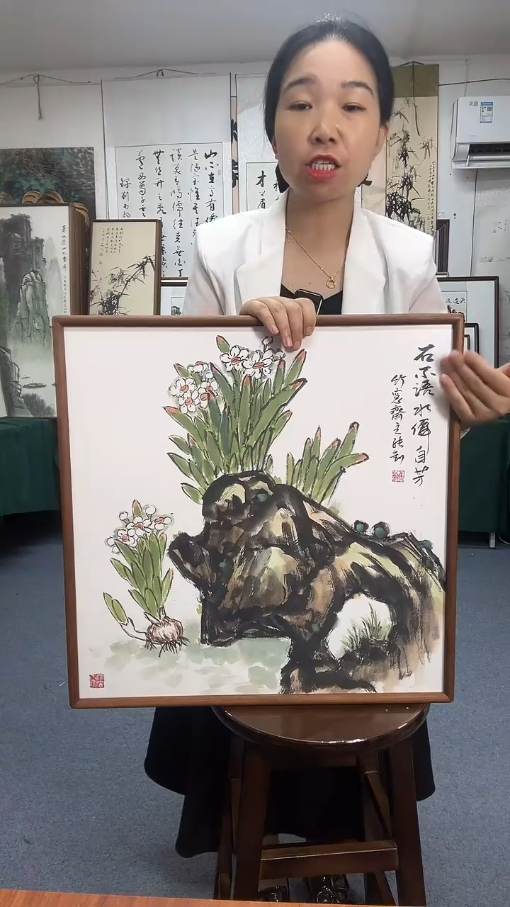国画52*52实木画框京东包邮手绘
