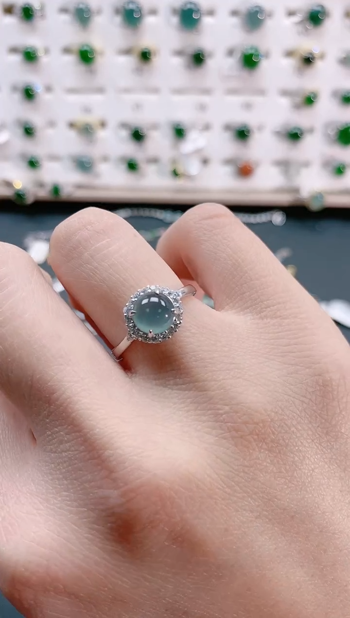 【闪购商品】翡翠戒指银S925镶嵌天然翡翠