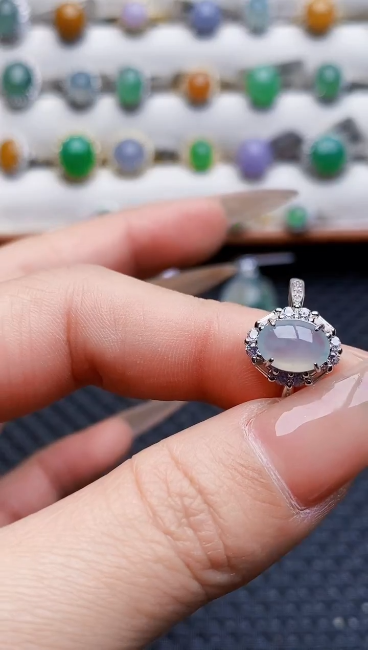 银S925镶嵌戒指翡翠4177