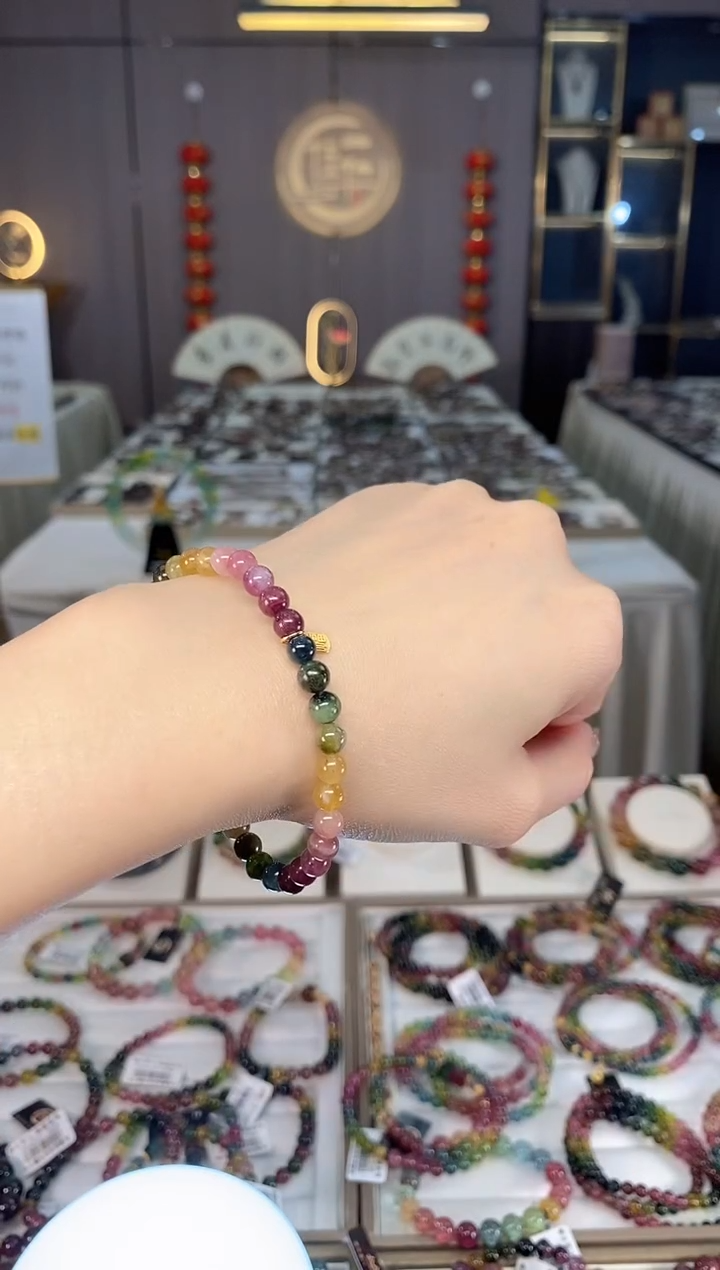 未镶嵌老矿碧玺单圈手串5mm+碧玺dan多样性发货一条