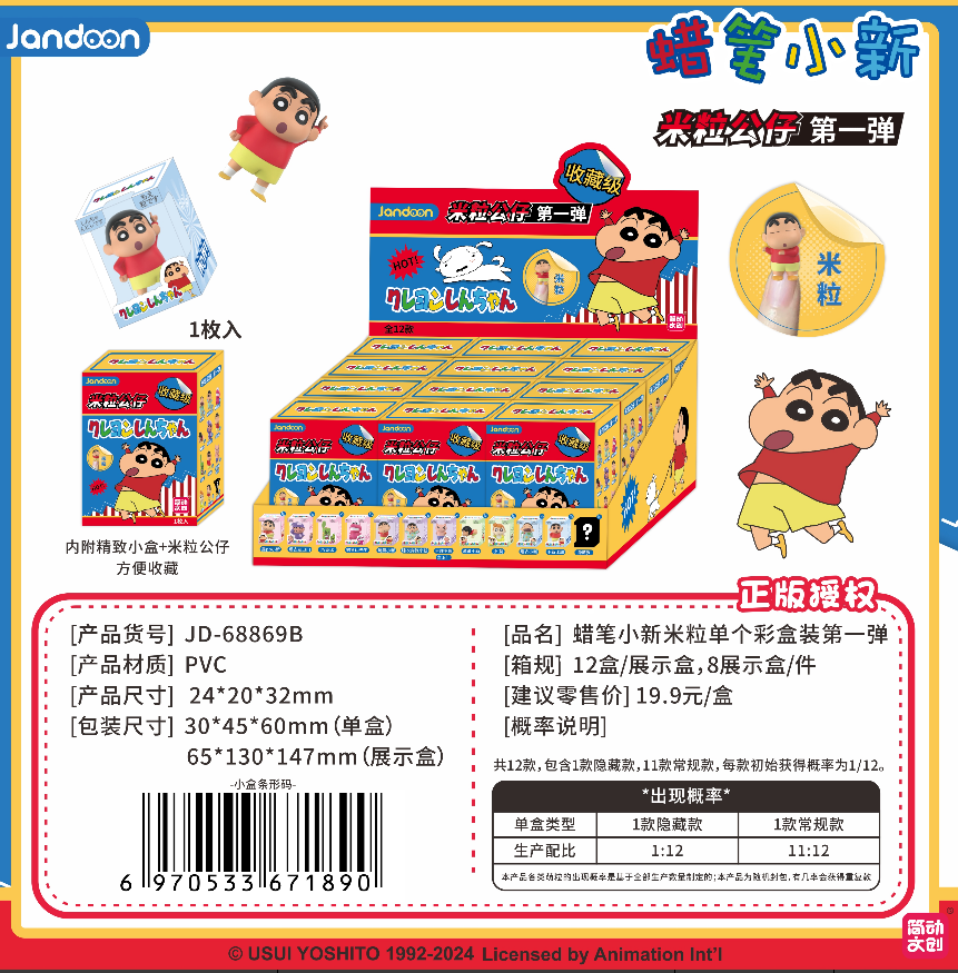 【玩法合集】简动文创正版蜡笔小新米粒单个彩盒装第一弹盲盒