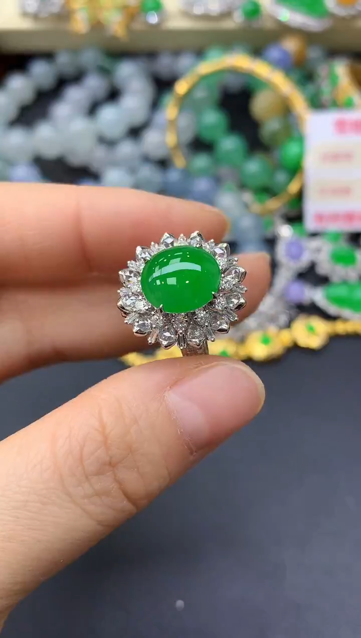 18K金镶嵌戒指翡翠408-中国好珍宝