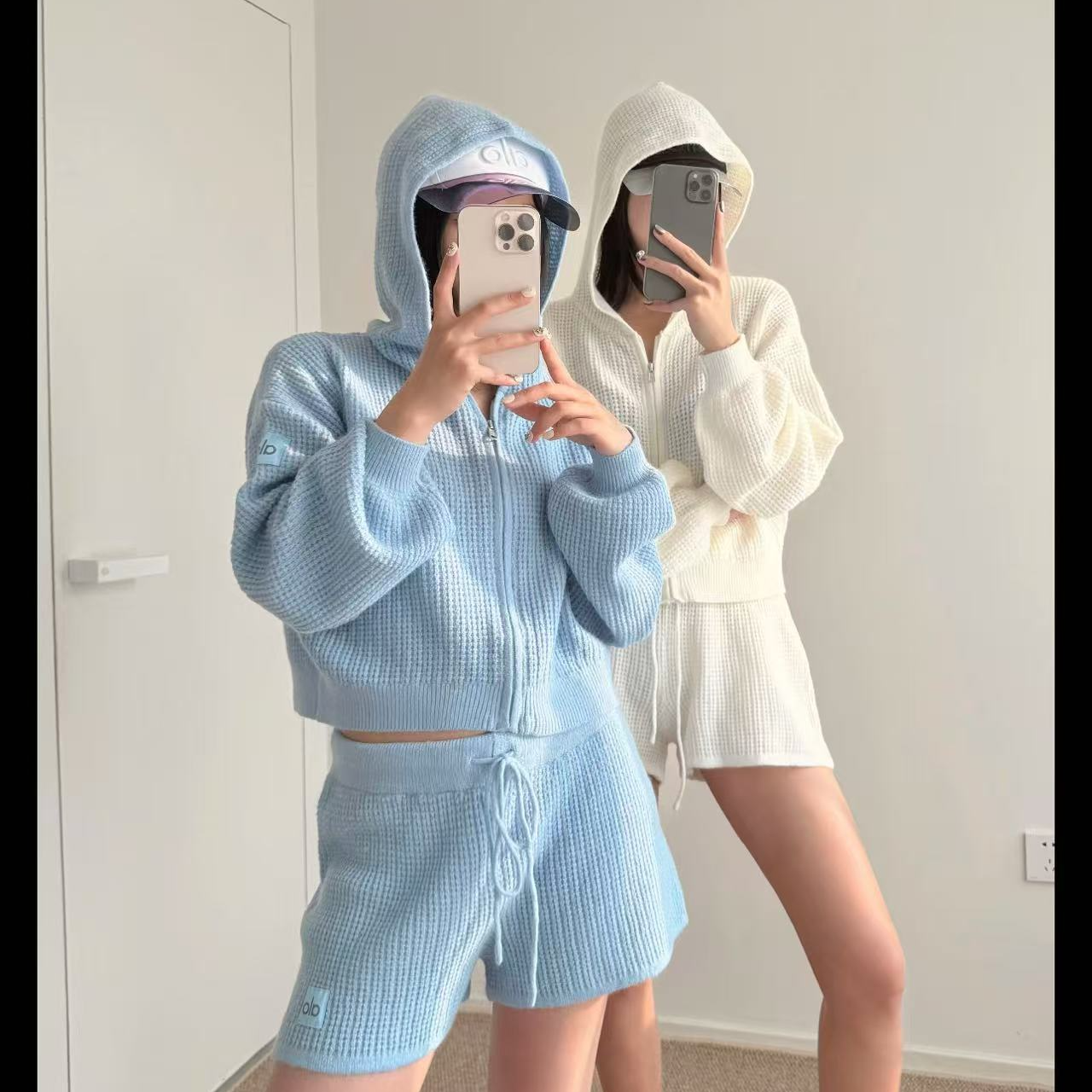 alo-华夫格全拉链开衫三件套