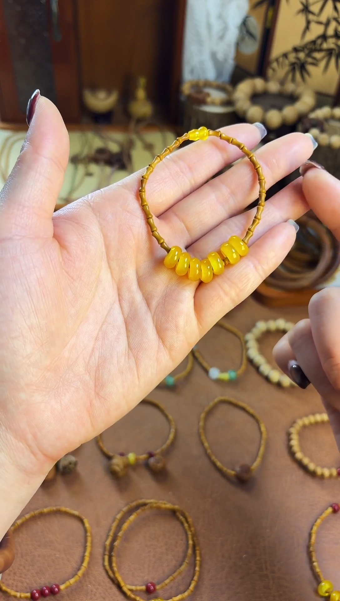 手串桃核古桃坊 竹节七宝福禄