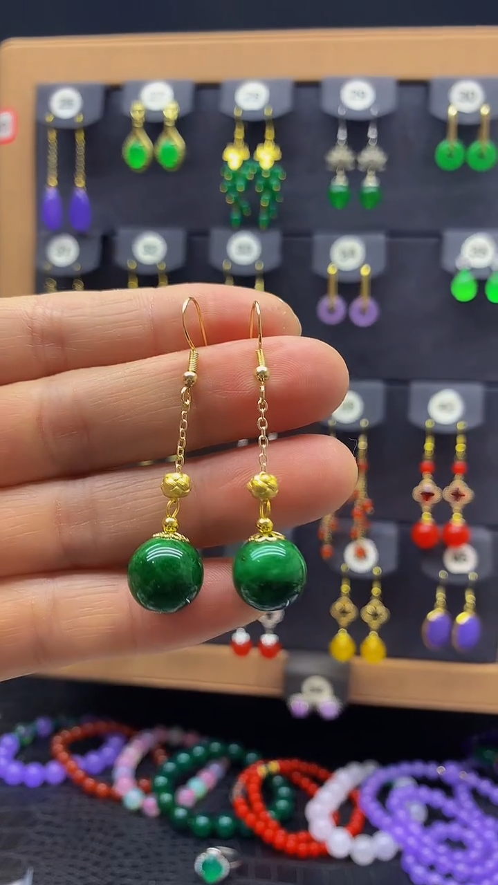 【闪购商品】玛瑙/玉髓耳坠银S925镀金镶嵌耳坠