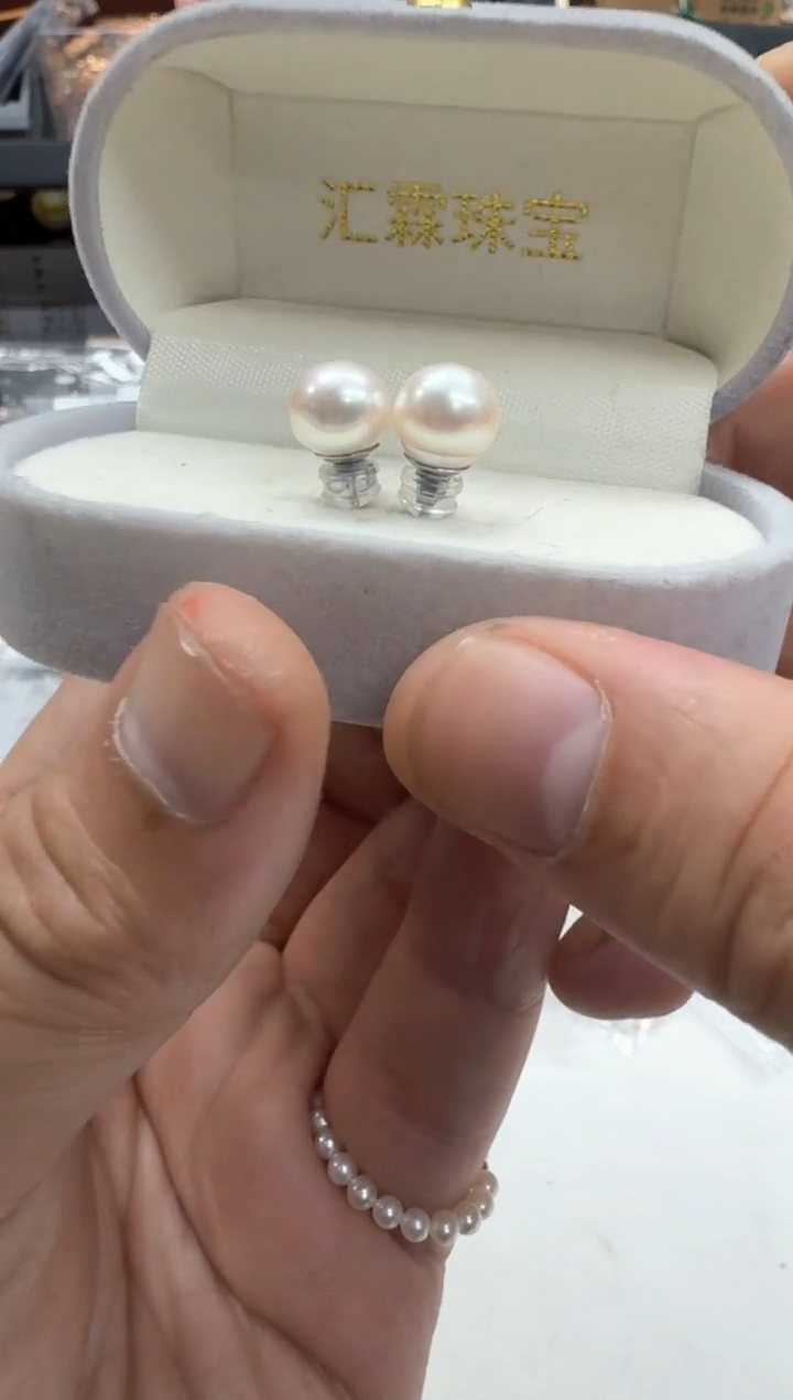 【闪购商品】淡水珍珠耳钉银S925镶嵌9-10mm