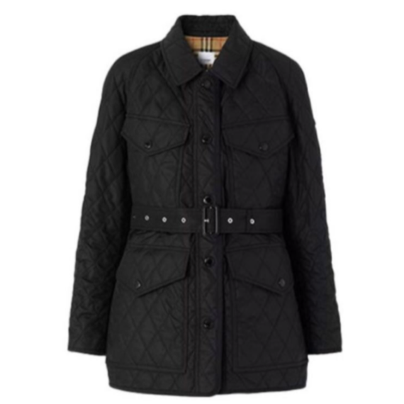 未使用 BURBERRY/博柏利 未使用女装黑色菱形格纹修身版型棉服保