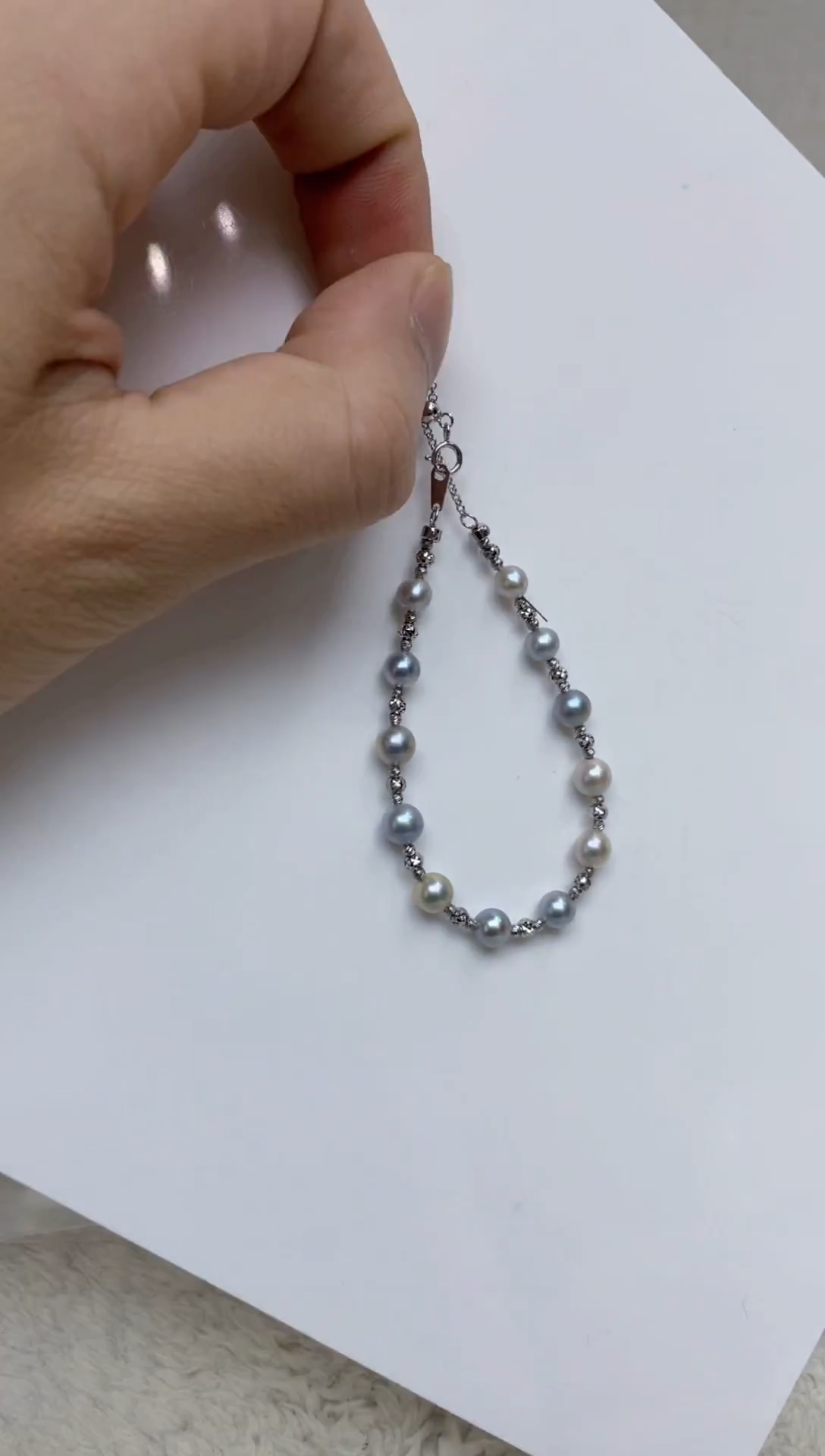 银S925镶嵌手链海水珍珠  