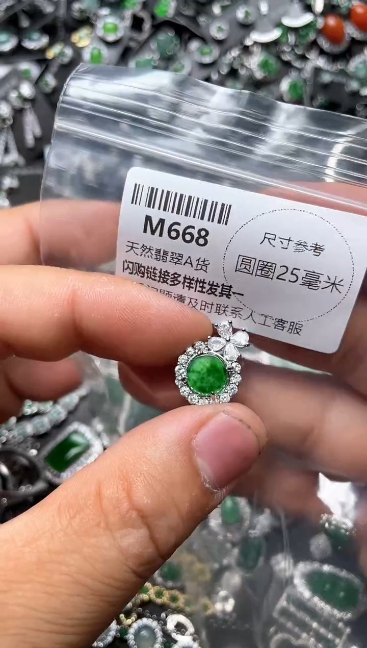 翡翠未镶嵌颈饰M668耳钉
