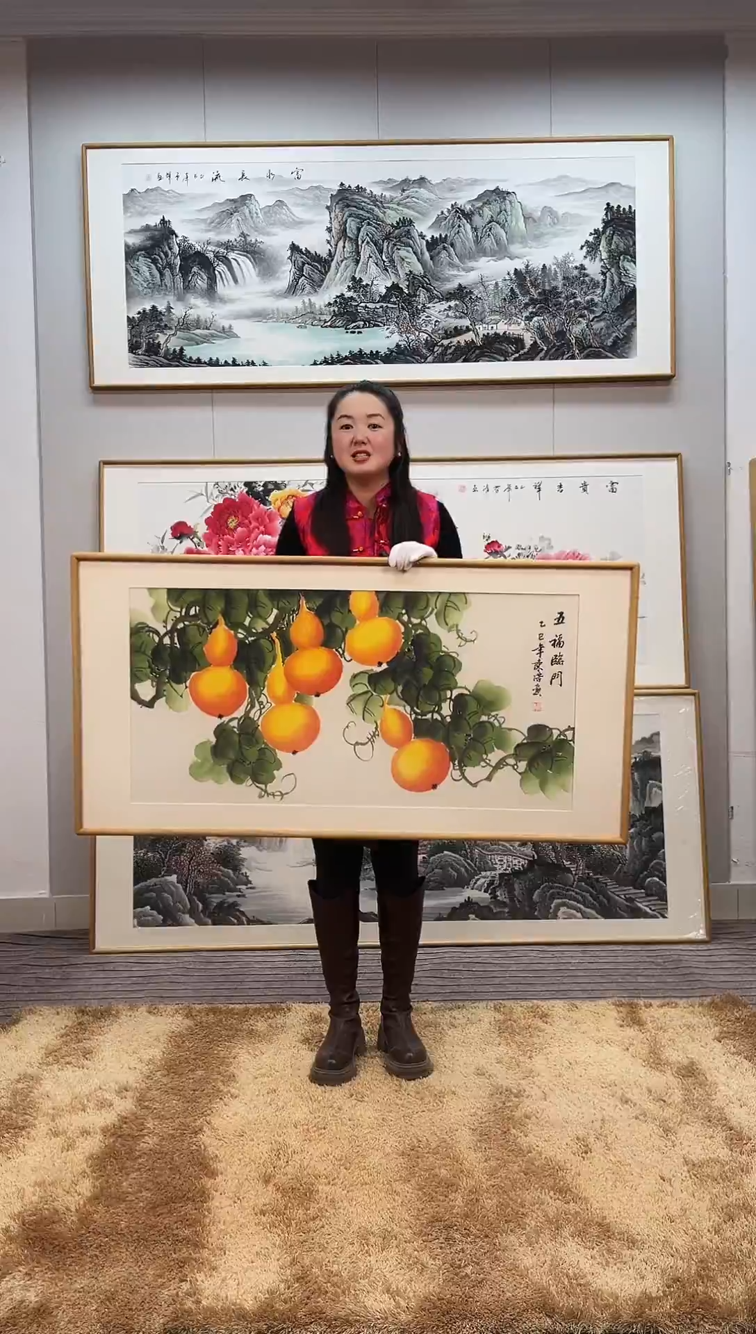 国画手绘葫芦122*62尺寸