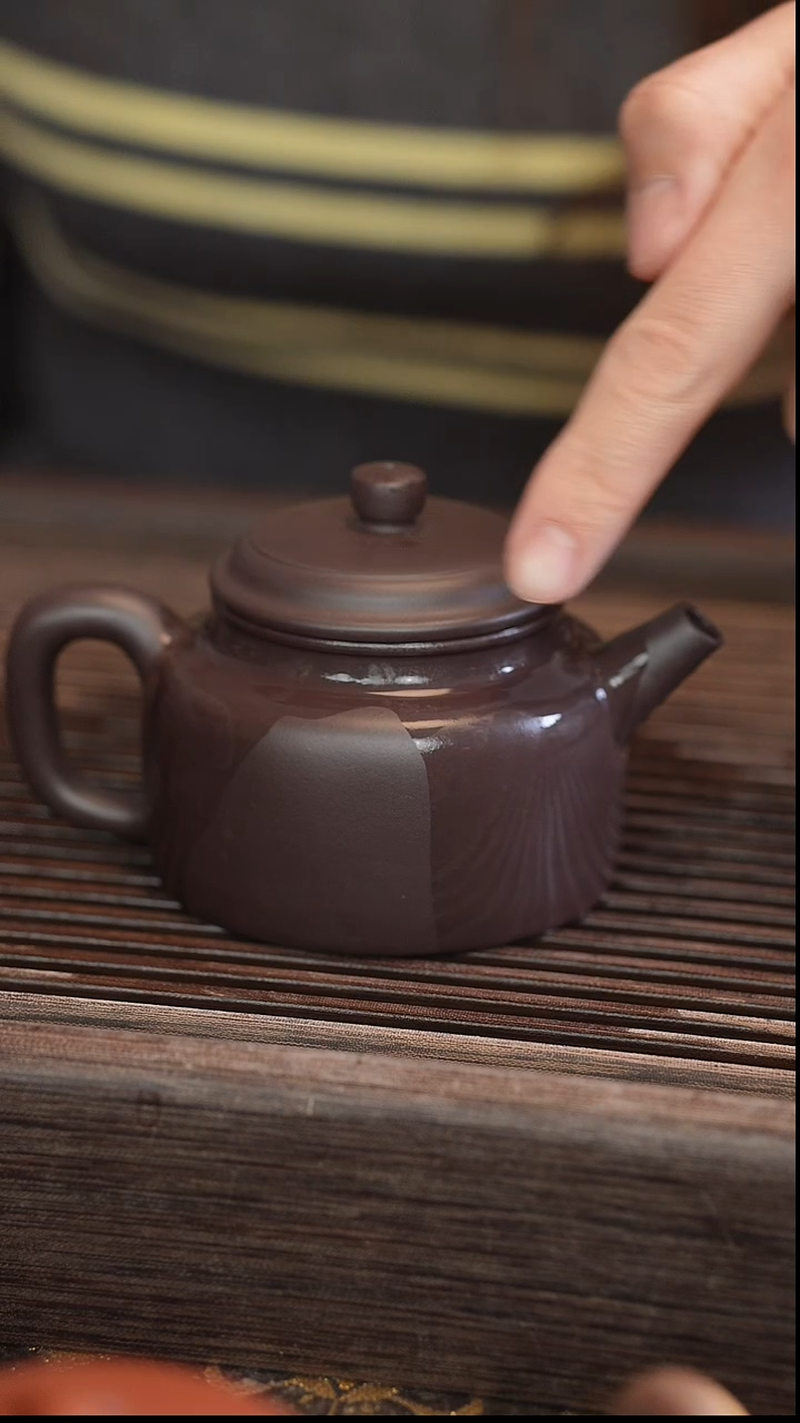 茶壶紫砂德中 蓝莲花 半手工 180cc
