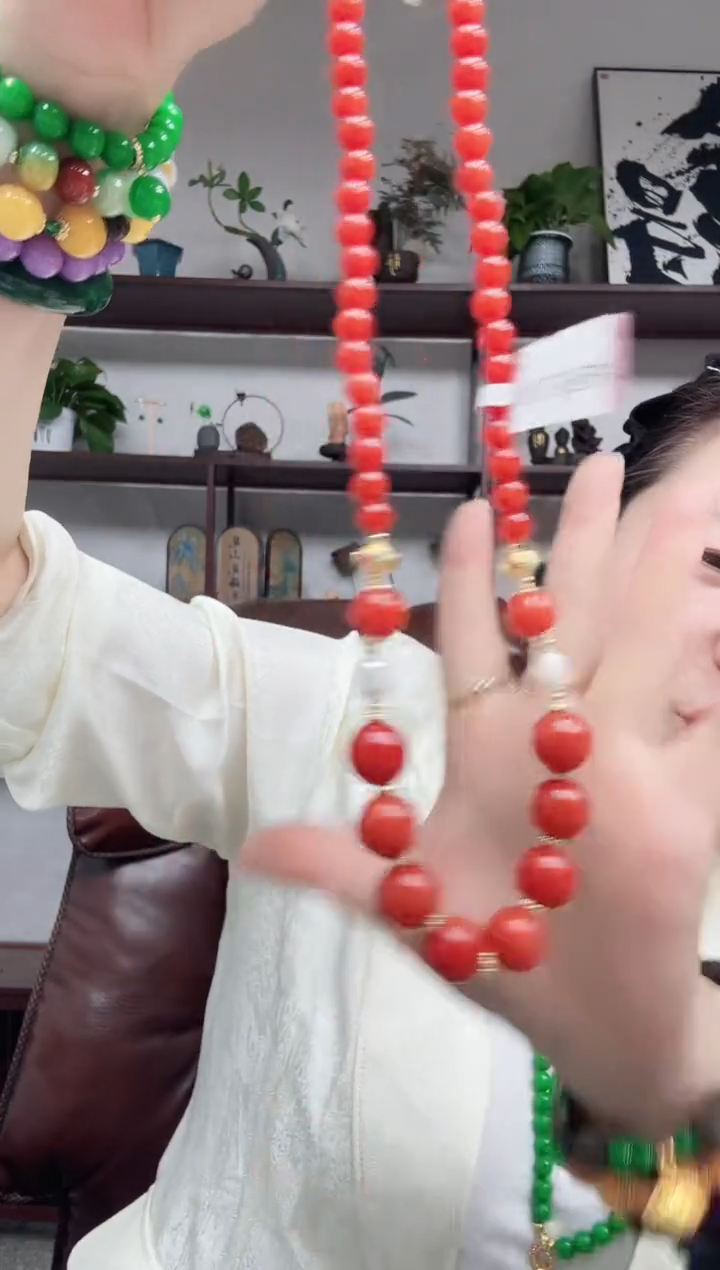 项链未镶嵌翡翠红翡全家福项链