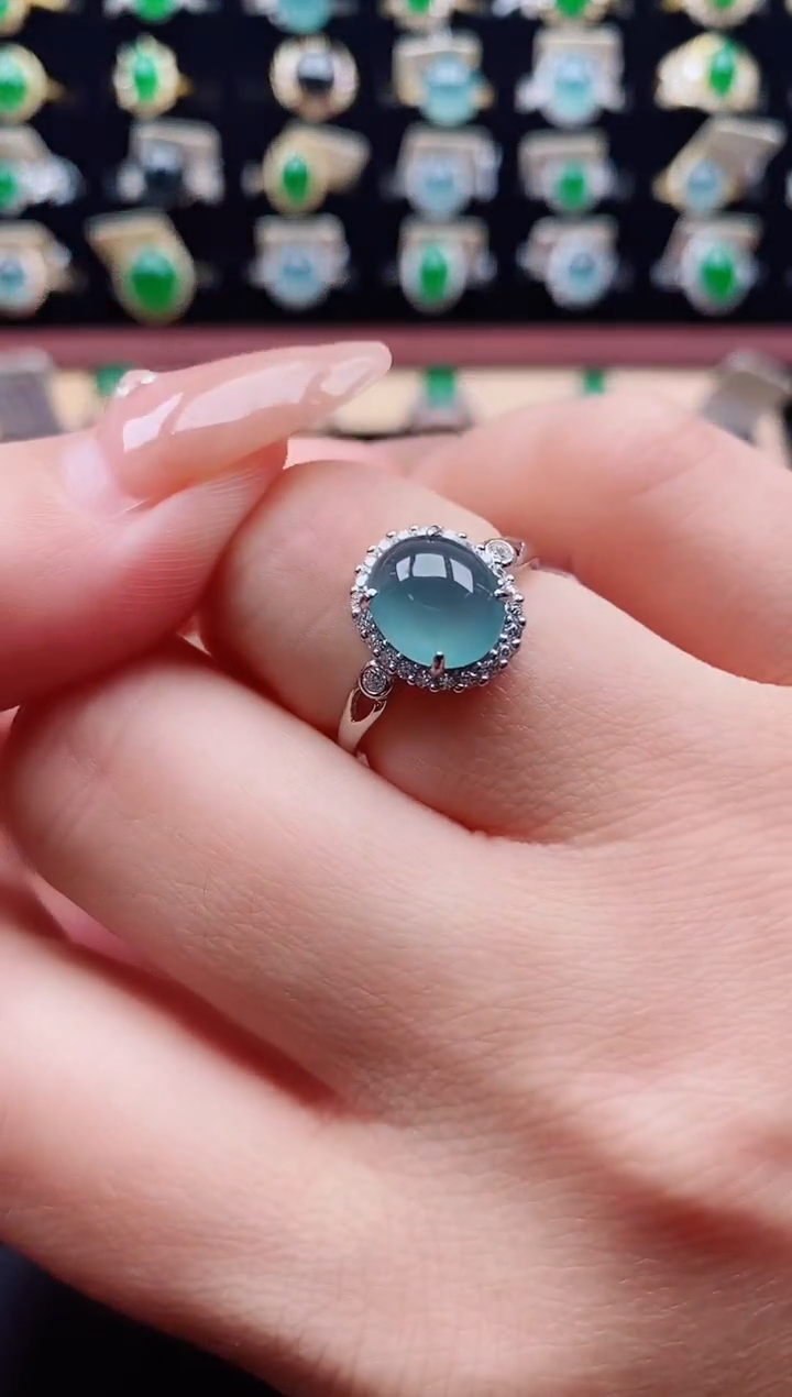 银S925镶嵌戒指翡翠1