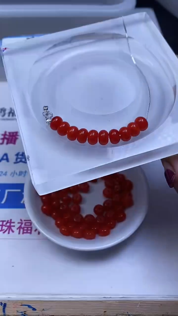 未镶嵌散珠南红玛瑙L122 柿子南红算盘5*8mm20个8元