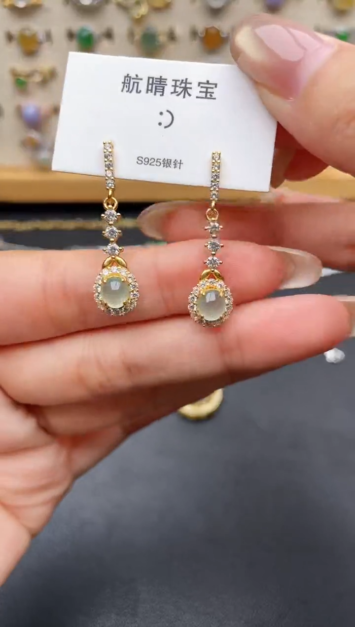 银S925镶嵌戒指翡翠一物一证一礼盒