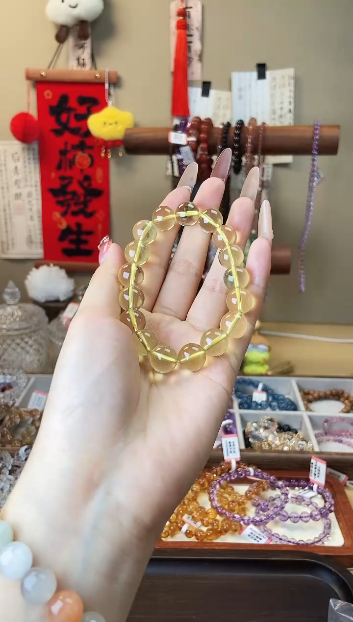 【闪购商品】水晶手串未镶嵌柠檬黄水晶12mm