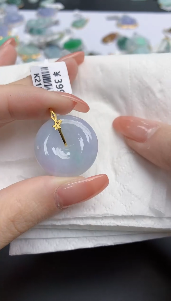 【闪购商品】翡翠颈饰18K金镶嵌天然缅甸翡翠A货