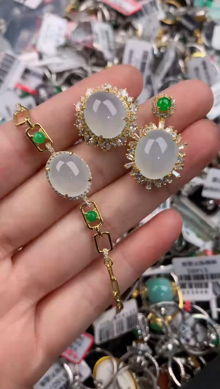 银S925镶嵌戒指翡翠555---10