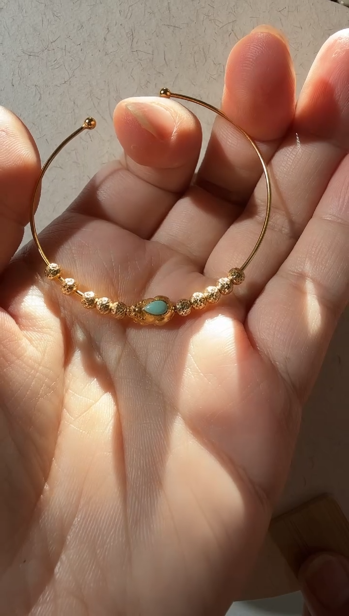 【闪购商品】绿松石手链银S925镀金镶嵌绿松石手链多样性发货