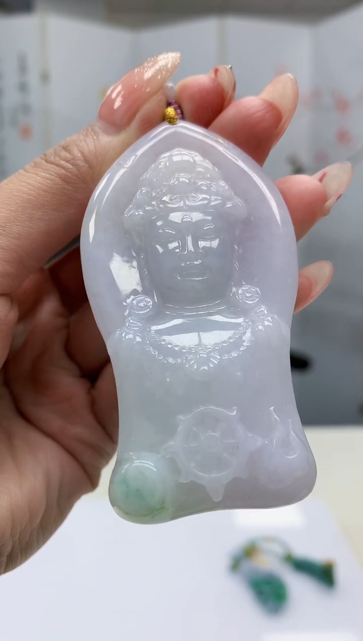 【闪购商品】定制翡翠未镶嵌4989mm-毛货挂件观音147