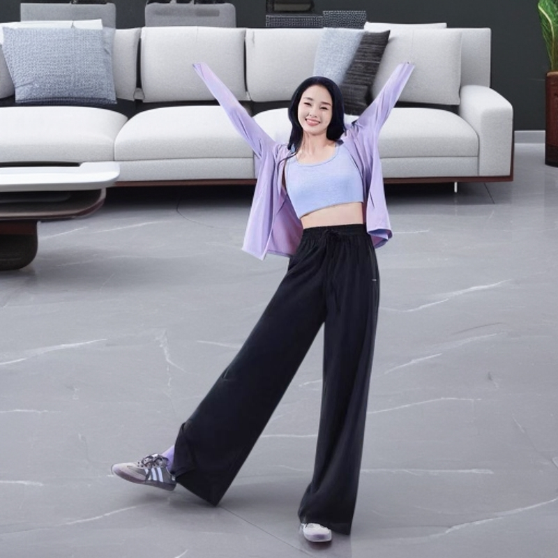 SIIN家防晒阔腿裤2025春夏宽松垂感休闲裤户外跑步运动速干长裤