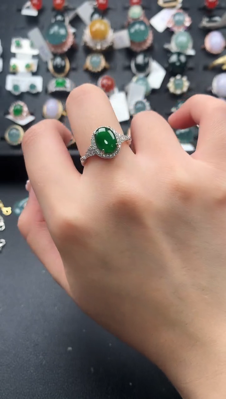 【闪购商品】翡翠戒指银S925镶嵌52141