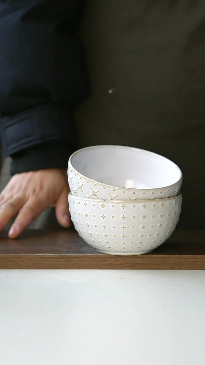 【闪购商品】陶瓷十字绣+烟花米饭碗瑕@4-2@