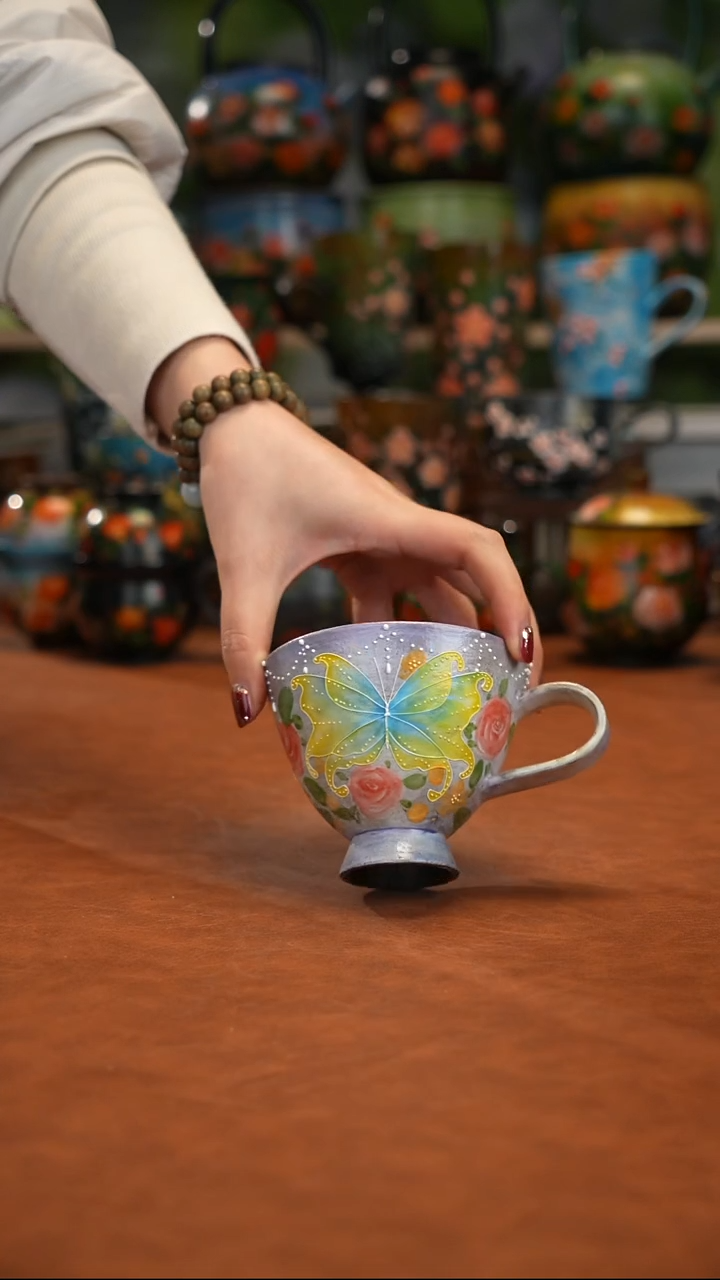 紫砂油画釉下彩手绘