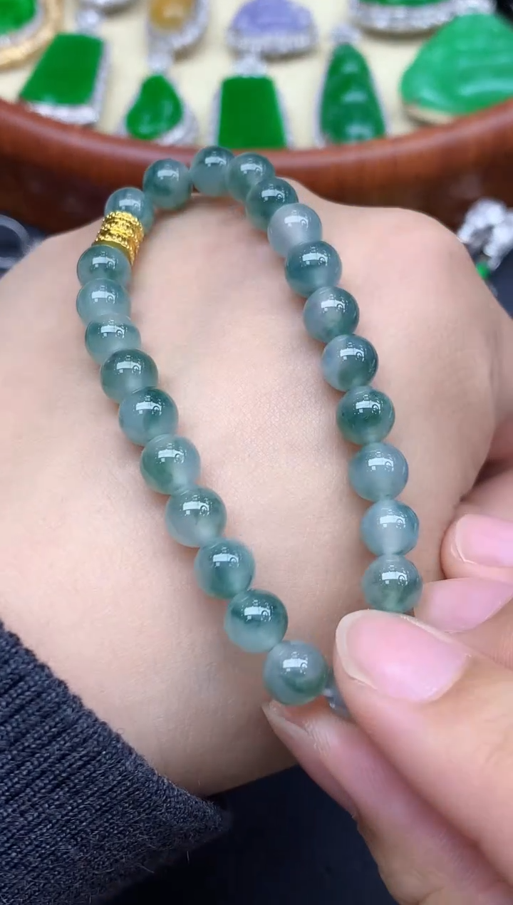 足金镶嵌手链翡翠253-中国好珍宝