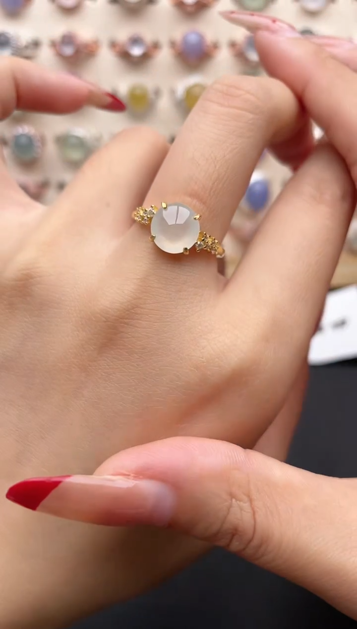 【闪购商品】翡翠戒指银S925镶嵌一物一证一礼盒