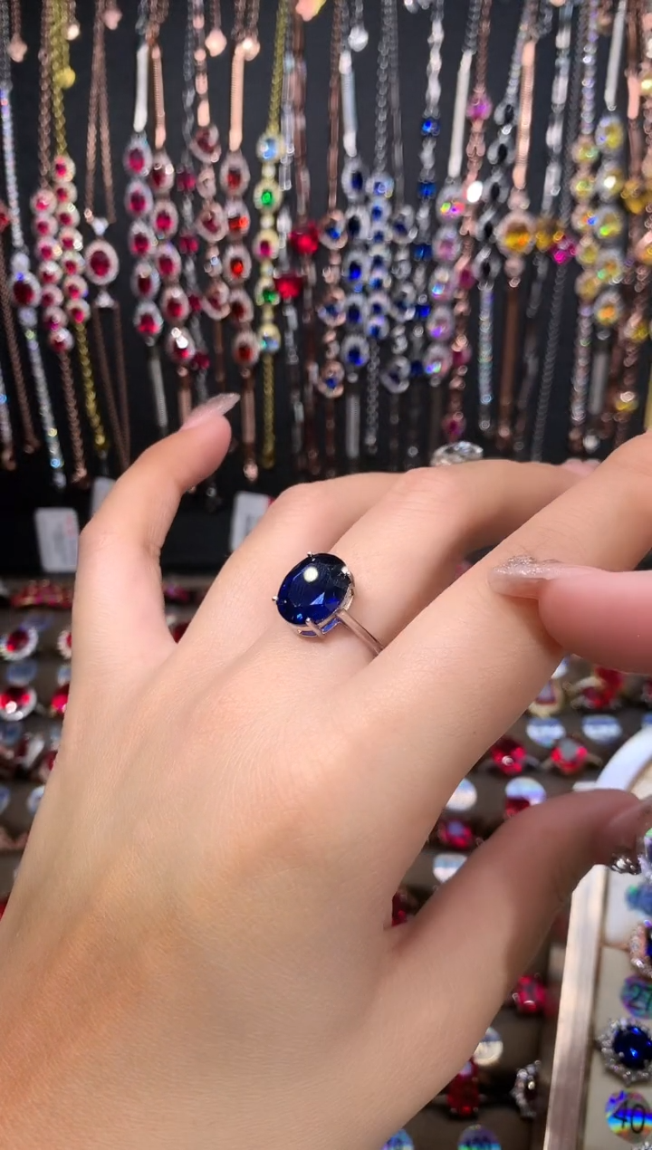 【闪购商品】蓝宝石戒指银S925镶嵌银色