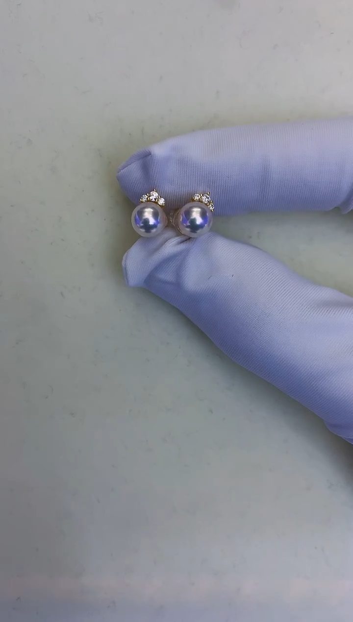 银S925镶嵌DA海水珍珠 GD097 耳钉 7