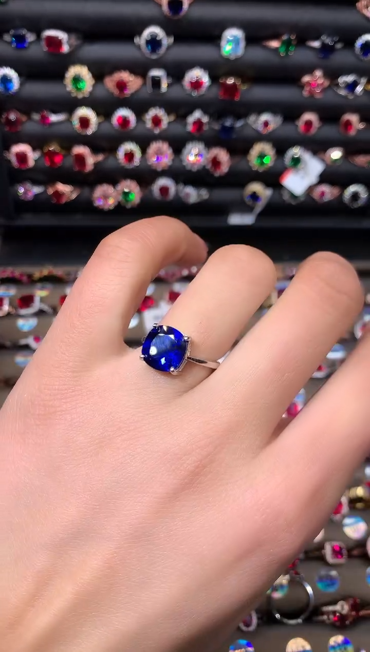 【闪购商品】蓝宝石戒指银S925镶嵌10