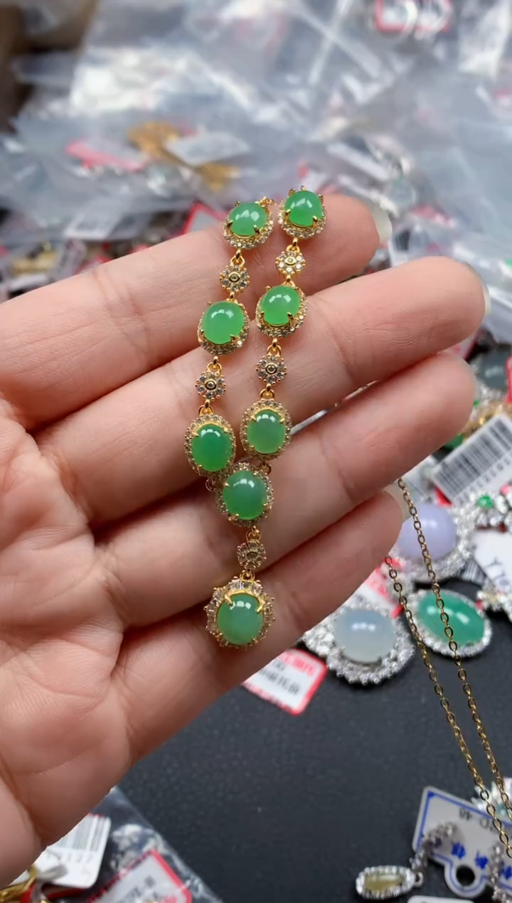 银S925镶嵌戒指翡翠天然A货缅甸翡翠