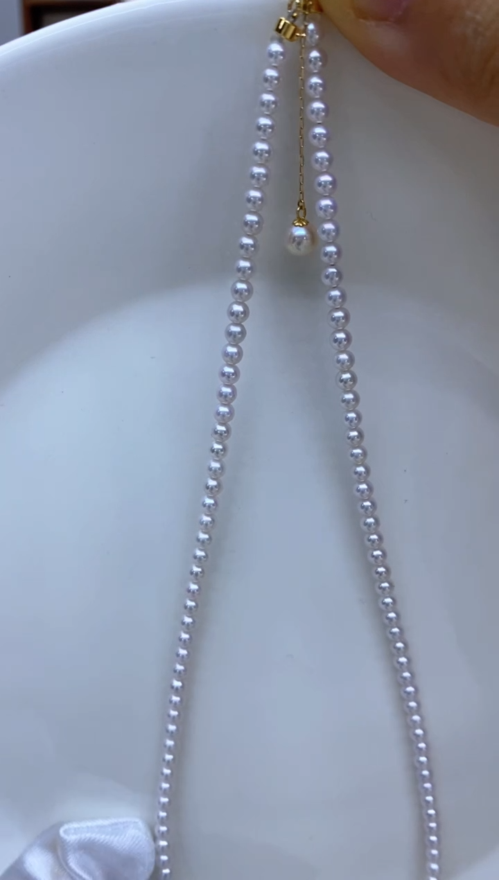 【闪购商品】淡水珍珠项链18K金镶嵌3-4