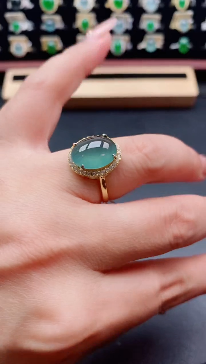 银S925镶嵌戒指翡翠1