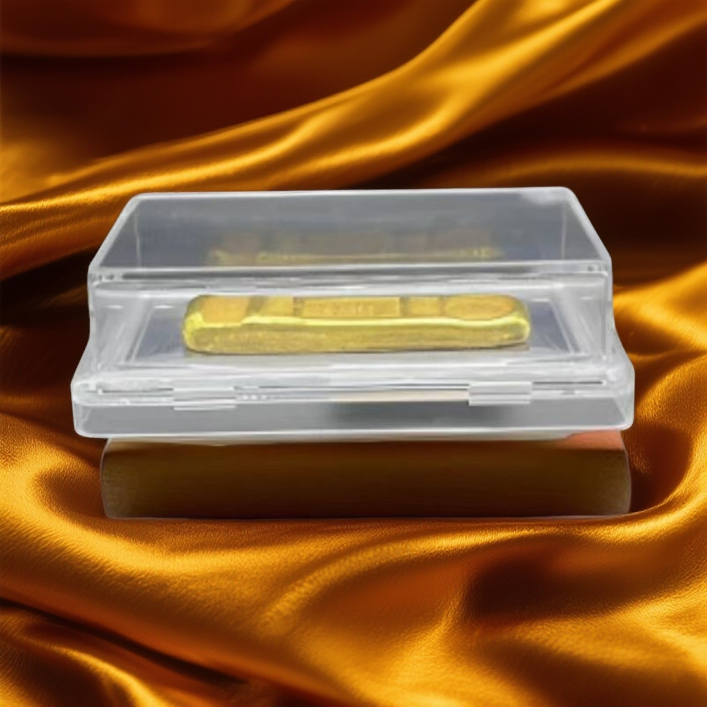 金色长条实心9999 小黄鱼带透明亚克力评级
