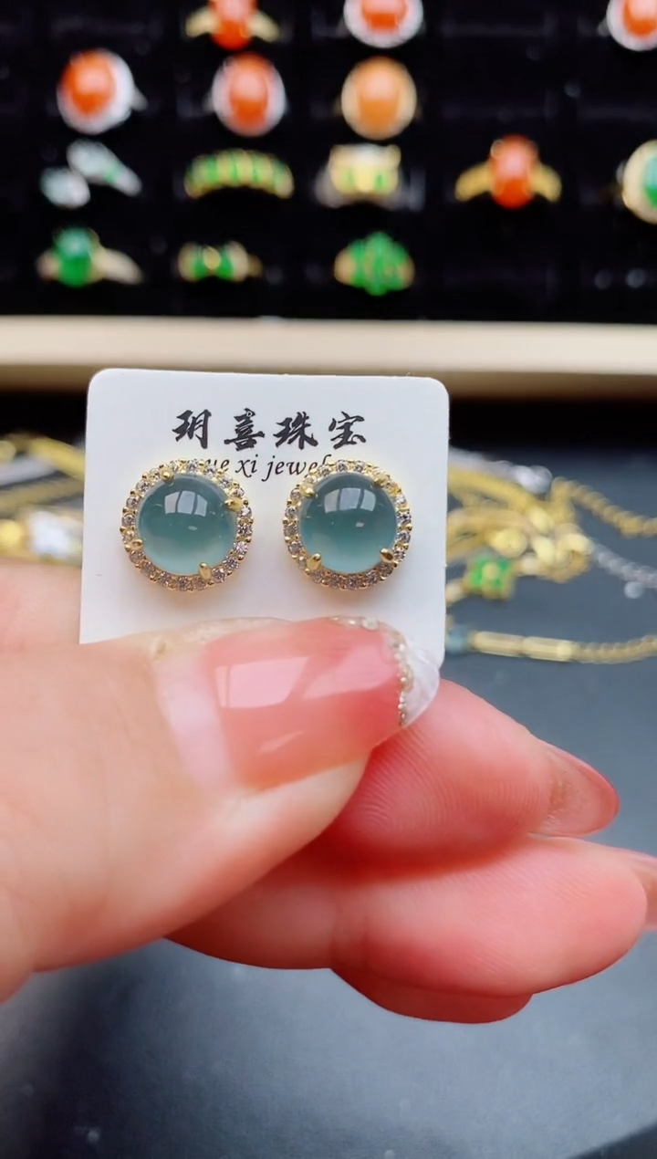 【闪购商品】翡翠耳饰银S925镶嵌1212