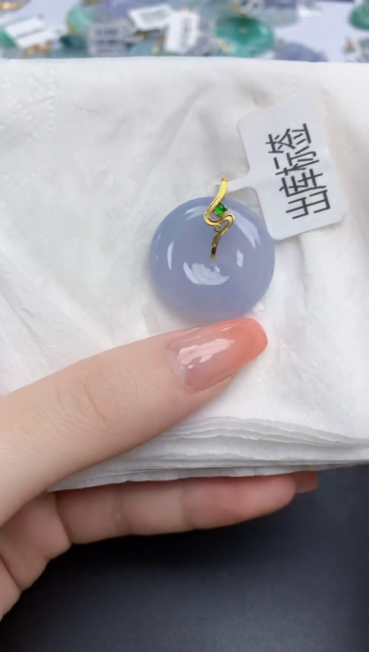 【闪购商品】翡翠颈饰18K金镶嵌天然缅甸翡翠A货