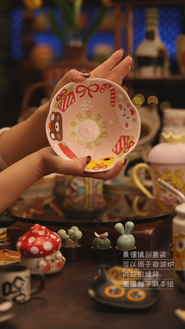 陶瓷景德镇可爱陶瓷釉下彩绘设计师款