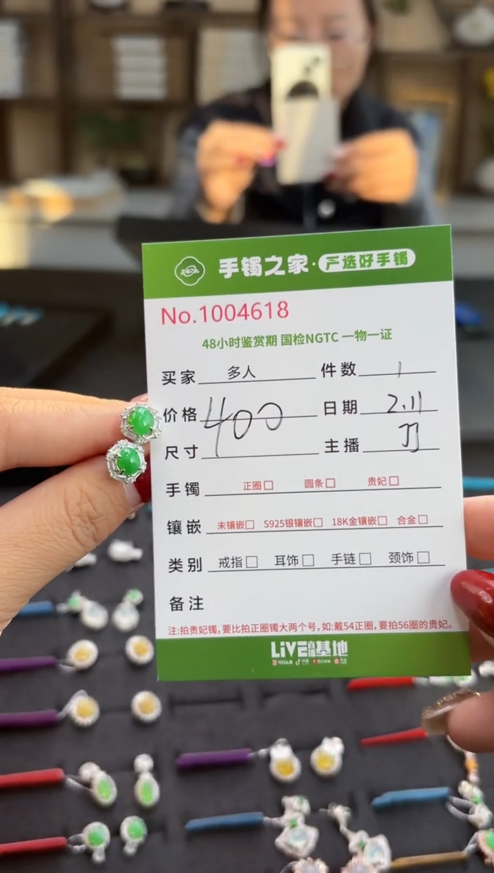 【闪购商品】翡翠耳饰银S925镶嵌多人