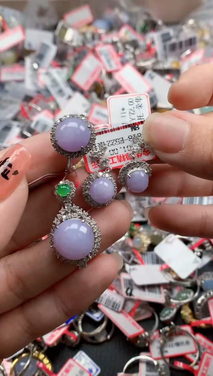 银S925镶嵌戒指翡翠天然A货缅甸翡翠