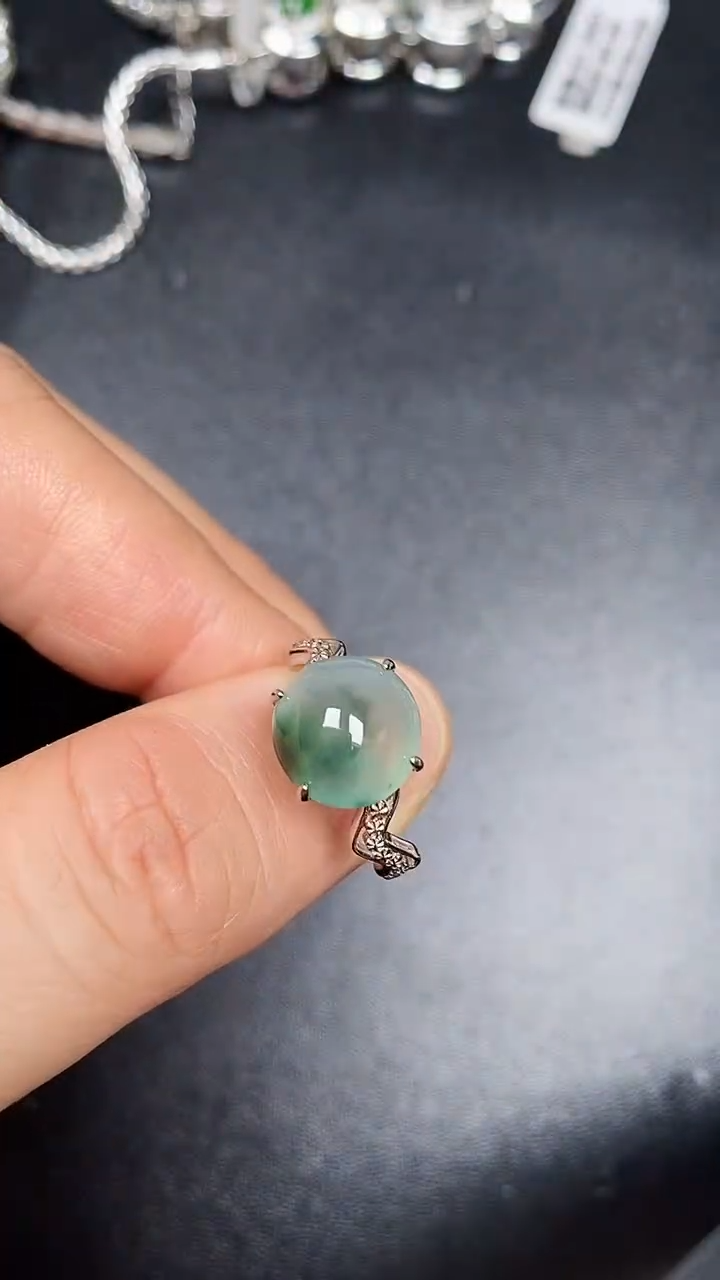 银S925镶嵌戒指翡翠3260