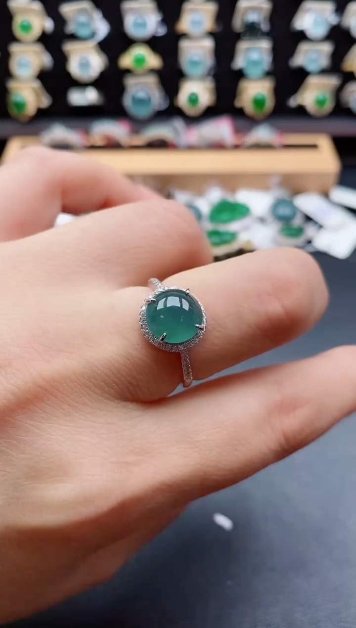 银S925镶嵌戒指翡翠1