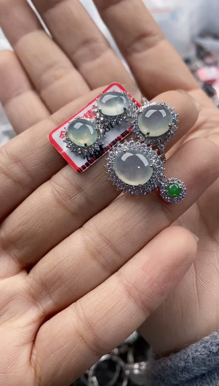 银S925镶嵌戒指翡翠444---1