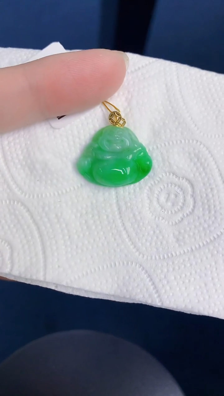 颈饰18K金镶嵌翡翠天然翡翠缅甸A货