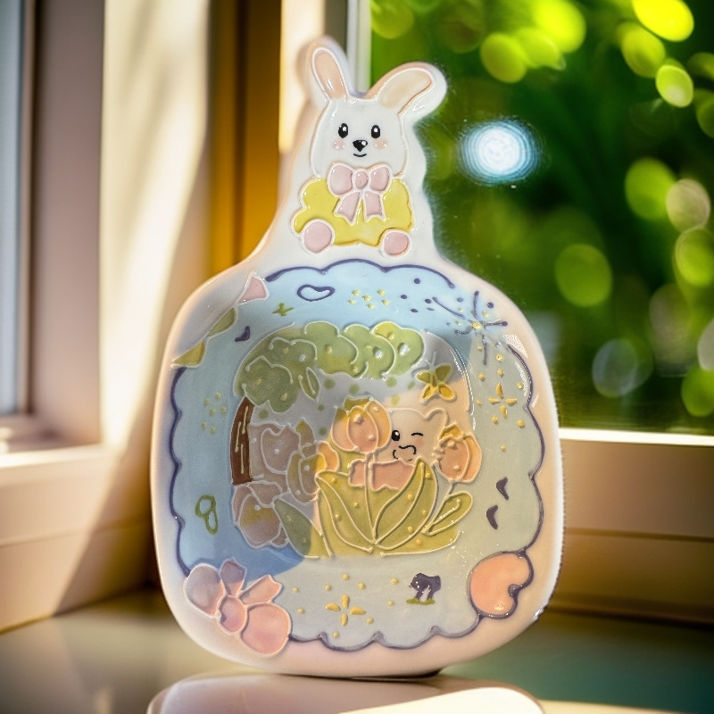 手工手绘小兔子餐盘F12